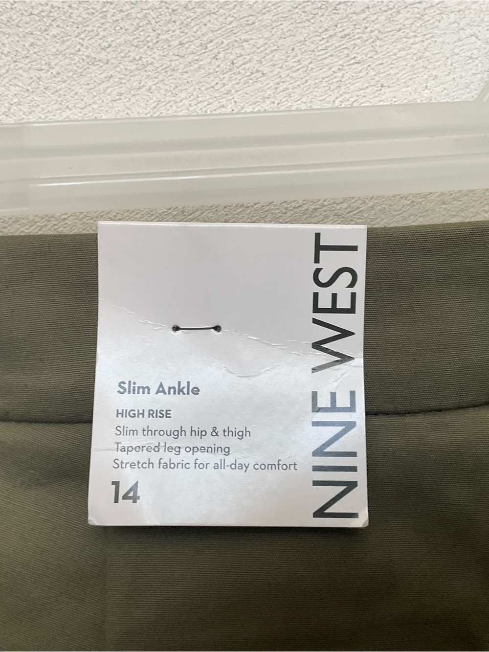 NWT Nine West Inftry Olive High Rise Slim Ankle Pants Size 14 Office Work - Picture 4 of 6